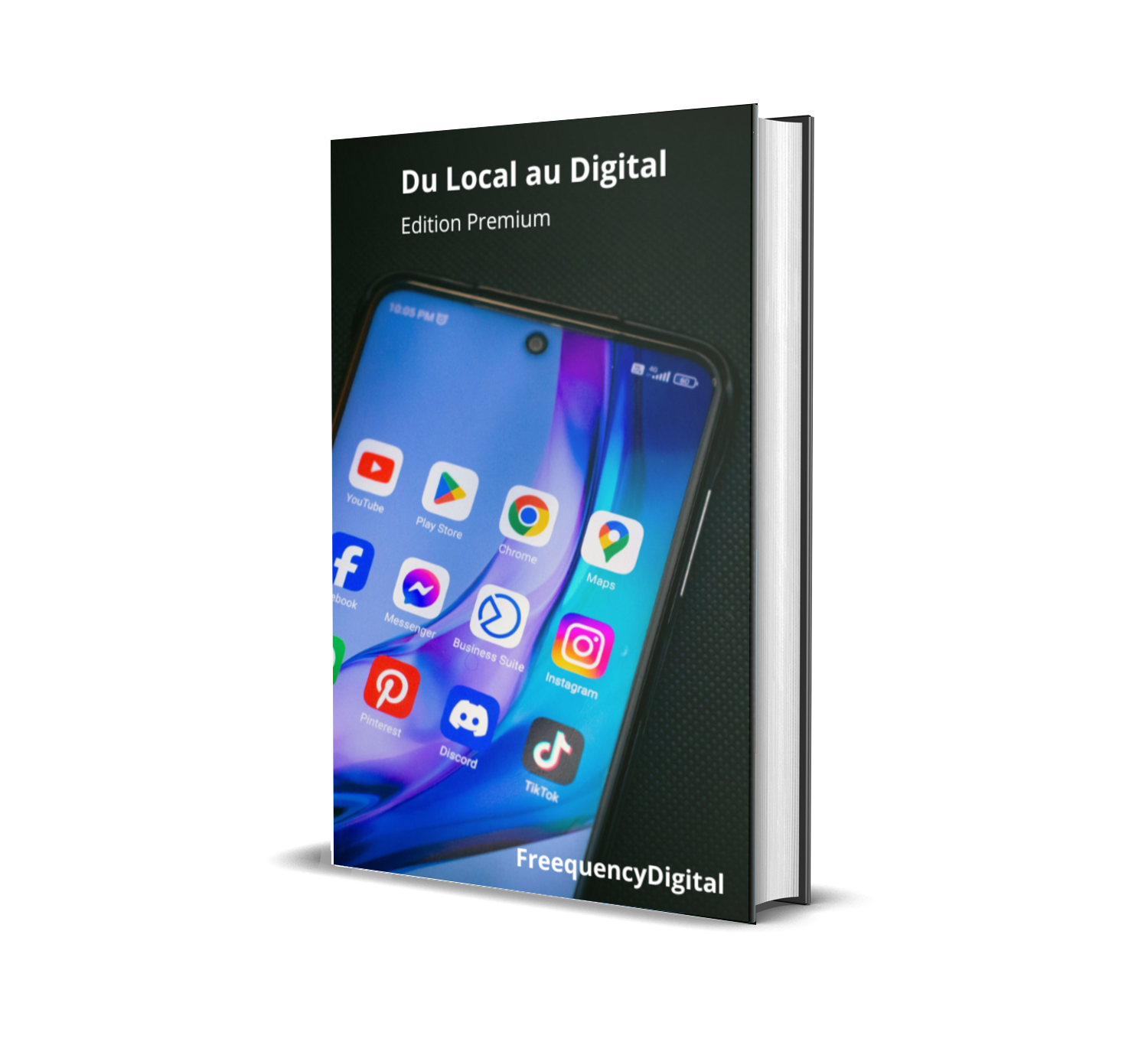 Écran de smartphone affichant les applications essentielles pour digitaliser un commerce local — Google Maps, Instagram, WhatsApp Business et réseaux sociaux