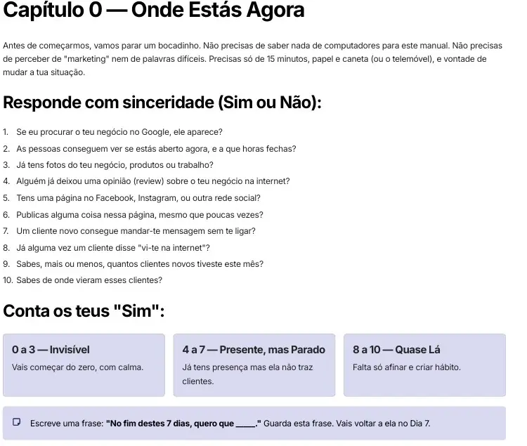 Pré-visualização do índice do Capítulo 0 do e-book "Desafio 7 Dias" da Freequency.digital