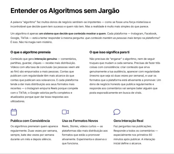 Página de exemplo — capítulo sobre algoritmos das redes sociais
