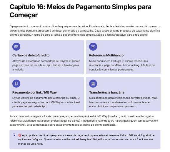 Página de exemplo — capítulo sobre meios de pagamento
