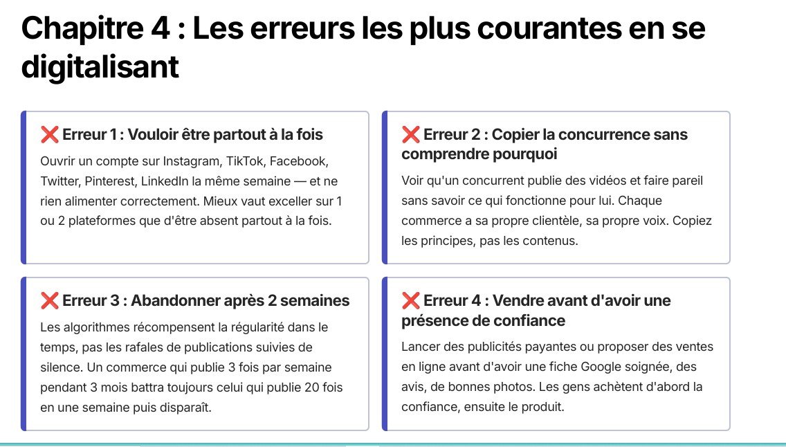 Aperçu du guide — chapitre sur les erreurs courantes en digitalisation